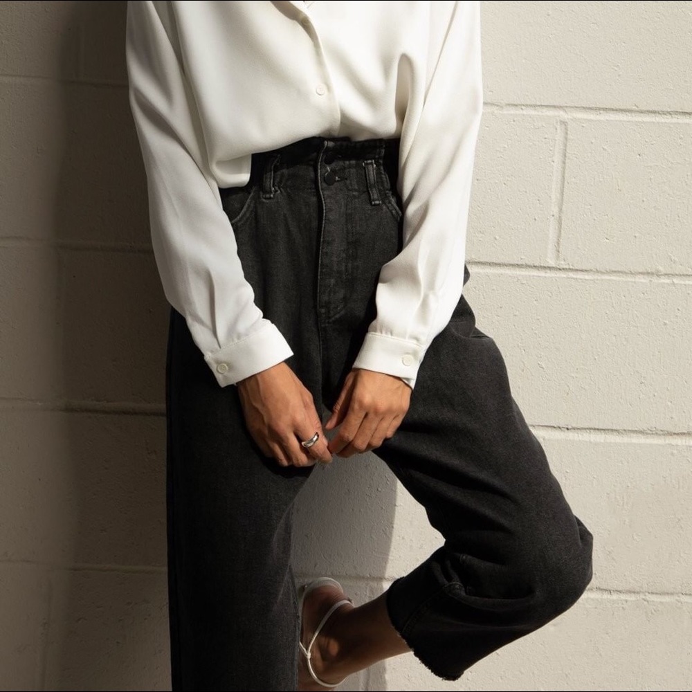 Oak + Fort Paperbag Hight Waisted Straight Jeans